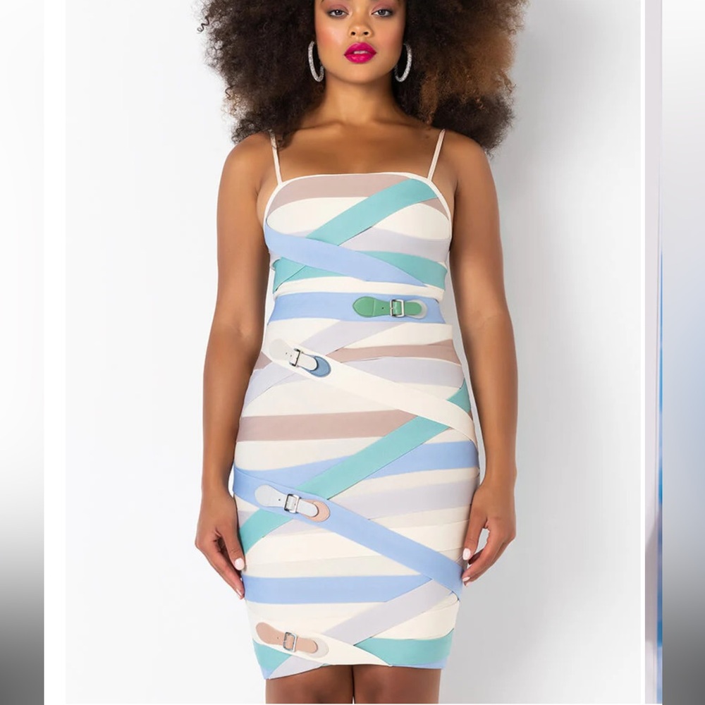NWOT AKIRA STRAP UP BANDAGE MINI DRESS Size M - Picture 2 of 14